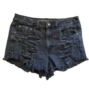 American Eagle Vintage High Rise Destructed Shorts Black